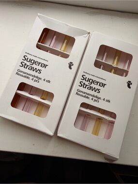 Sugerør Reusable Glass Drinking Straws – Pink & Yellow - Flying Tiger - NWT